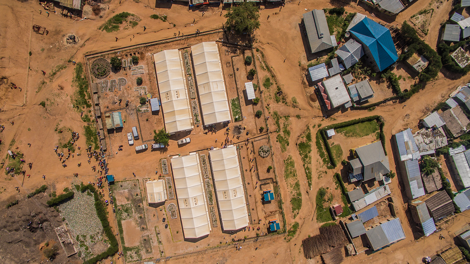 Aerial view of the Food Distribution Points